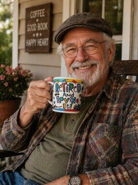 Vintage Coffee Mug Retired and Loving It Bright Humor 1995 Trisar Retirement